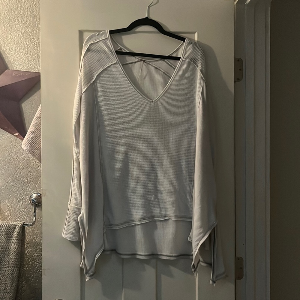 Free people cream waffle shirt